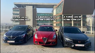 Rövanş Kapışma | Honda Civic Sport | Renault Megane | Alfa Romeo Giulietta | Rolling Ve Drag Testi