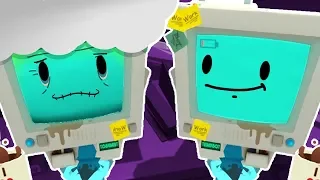 EMPLOYEE USES TIME TRAVEL TO MEET TEMP BOT'S GRANNY! | Job Simulator VR Infinite Overtime HTC Vive)