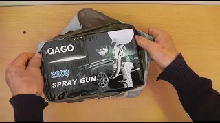 Cheap Ebay Unboxing test and review of 3 nozzle QAGO 2008 Gravity feed spray gun