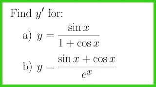 The Quotient Rule with Trigonometric Derivatives