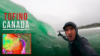 SURFING THE BIGGEST STORM OF THE YEAR IN TOFINO, CANADA (RAW POV)