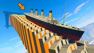 GTA 5 🐷 MEGA RAMPA CON TITANIC !!! 🐷 GTA 5 MODS ITA 🐷 DAJE !!