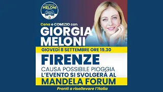 Adesso in diretta da Firenze interviene Giorgia Meloni. Seguitela!