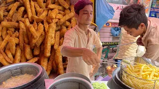 17 Years Old Hardworking Boy Selling French Fries🍟Street Food | Fries Making Recipe | کرسپیی آلوچپس