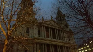 Facade and surroundings of St paul's cathedral , London