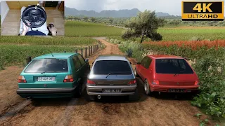 Forza Horizon 5 - RENAULT CLIO VS 205 GTI VS GOLF GTI - CONVOY with THRUSTMASTER TX + TH8A - 4K