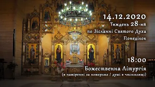 [14/12/2020] Понеділок 28-го тижня по Зісланні. Літургія за померлих (душі в чистилищі)