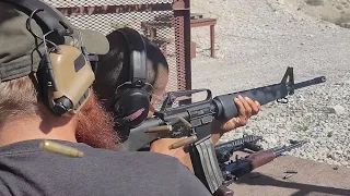Shooting M16-A1 and Russian AK-47 fully Automatic