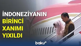 İndoneziyanın birinci xanımı yıxıldı - BAKU TV