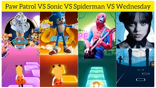 paw patrol vs sonic vs spiderman vs Wednesday