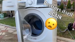 Stress test: Throwing WET clothes in Samsung washing machine while spinning (GONE WRONG)