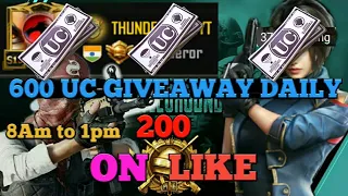 (EP.340) 600 UC GIVEAWAY DAILY ON 200 LIKES 8 AM TO 1 PM | Aim assist off | RP GIVEAWAY | FREE UC