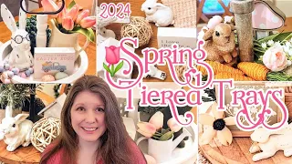 Spring & Easter Tiered Trays Decorate With Me 2024| Spring + Easter Tiered Tray Decor Ideas