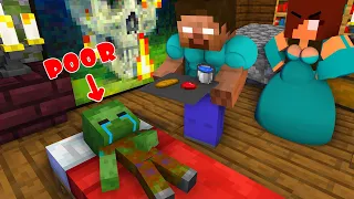 Monster School : Baby Zombie Homeless and Rich Herobrine Good - Minecraft Animation