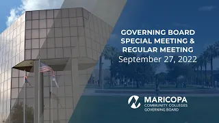 Governing Board Special & Regular Meeting - September 27, 2022