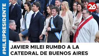 Javier Milei rumbo a la Catedral de Buenos Aires para participar de una ceremonia interreligiosa