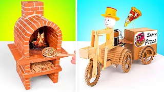 ¡Manualidades asombrosas para amantes de la pizza! Horno en miniatura y robot repartidor casero