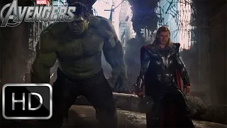 The Avengers (2012): Hulk y Thor vs Chituari/Hulk golpea a Thor (HD Latino)
