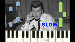 SLOW piano tutorial "LE PENITENCIER" Johnny Hallyday, 1964, avec partition gratuite
