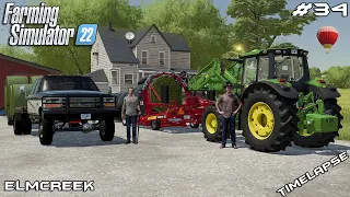 Wrapping GRASS bales and spreading SLURRY on fields | Elmcreek | Farming Simulator 22 | Episode 34