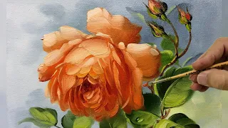 ORANGE ROSE / PAINTING STEP BY STEP / CLASSIC ROSE / PAINTING TECHNIQUES TO LEARN AND RELAX