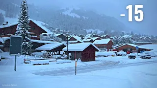 Heavy Snowfall in Switzerland 4K | Rougemont - The Most Beautiful Village in Switzerland