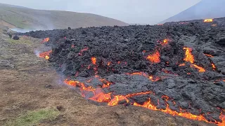 Cracking and expanding lava. Lavafield edges. Meradalir, Iceland. 05.08