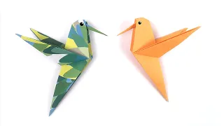 Easy origami bird - hummingbird - How to make a paper Bird