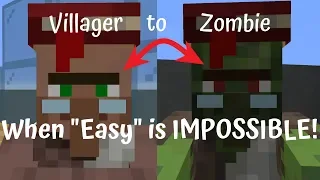 Minecraft: Villager to Zombie Transformation, "Easy" is Impossible! Difficulty Setting Effects