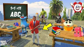 FRANKLIN Ask Question & Answers In His Tution With Shinchan And Avengers In GTA V || ShivGam Gaming