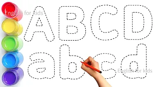 Alphabet, ABC song, ABCD, A to Z, Kids rhymes, collection for writing along dotted lines for toddler