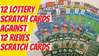 £48 mix of £2 scratch cards. 12 Lottery scratch cards vs 12 Rieves scratch cards