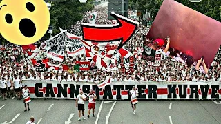 VFB-Fans Fanmarsch Gegen Leipzig | Stuttgart - RB Leipzig 1.1 | Stuttgart Fans celebrate Pyro