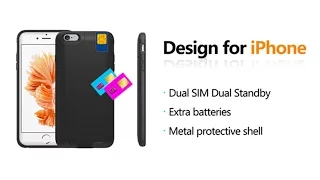 For iPhone6/6S/6plus Dual SIM Dual Standby Adapter + Shell Ultra-thin Back Clip Battery