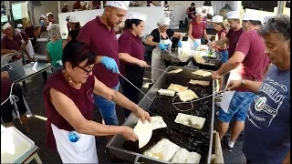 Italian Street Food. Cooking the Fried Dough 'Friciula' with Lard