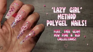"LAZY GIRL" METHOD POLYGEL NAILS! | TOBE GLAM 2 NEW PINK & RED POLYGEL KITS!