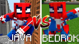 Spider Man in Fisk Superheroes - Minecraft BEDROCK vs Minecraft JAVA