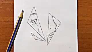 Easy drawing | how to draw broken mirror with sad women face in it