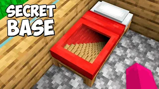 I found SUPER SECRET BASE in BED in Minecraft ? SECRET TUNNEL with STAIRS in Minecraft