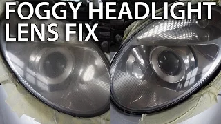 Mercedes W211 restoring headlight lens (fix foggy lamp)