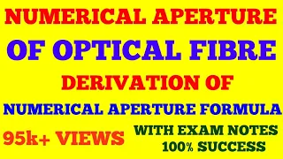 NUMERICAL APERTURE OF OPTICAL FIBER || NUMERICAL APERTURE FORMULA DERIVATION ||  WITH EXAM NOTES ||