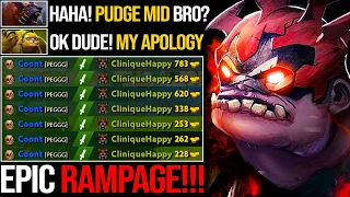 NEW DENDI PUDGE WITH DRAGONCLAW HOOK DESTROYED URSA MID | EPIC RAMPAGE!!! | Pudge Official