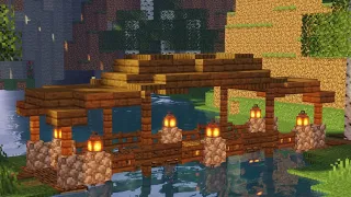Minecraft Brücke bauen über Wasser Tutorial - mittelalterliche Brücke aus Holz in Minecraft bauen