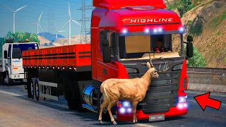 GTA 5 VIDA DE CAMIONEIRO: QUASE ATROPELEI UM ANIMAL NO MEIO DA PISTA