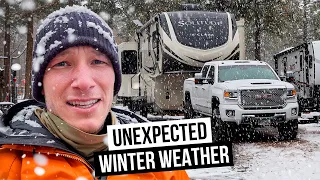 HUNKERING DOWN in a Snowstorm | Cozy Winter RV Camping (Arizona)