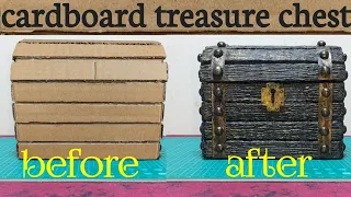 HANDMADE JEWELLERY BOX IDEAS | PIRATE'S TREASURE CHEST FROM RECYCLED CARDBOARD  #cardbordcraft #diy
