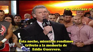 Vince McMahon anuncia la muerte de Eddie Guerrero. (Subtitulado en Español.)