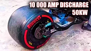 Formula 1 Tire & Tesla Motor on Electric Scooter 0 - 100kmh 1.7 sec
