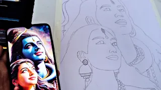 Shiv and Parvati sketch || outline tutorial | part 1