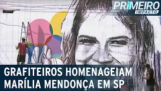 Marília Mendonça é homenageada em grafite na zona sul de SP | Primeiro Impacto (09/11/21)